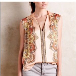 Anthropologie tiny satin paisley blouse